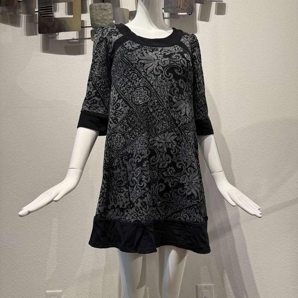 Eva Franco Black Gray Dress Cotton Wool Blend Size 4, y2k style